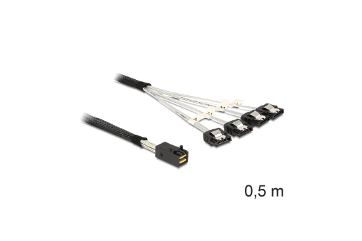 DELOCK SAS Kabel Mini SAS HD -> 4x Sata 7Pin St/St 0.50m