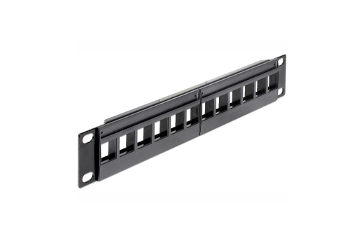 DELOCK Patchpanel 1HE 12 Keystone Ports schwarz