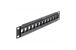 DELOCK Patchpanel 1HE 12 Keystone Ports schwarz
