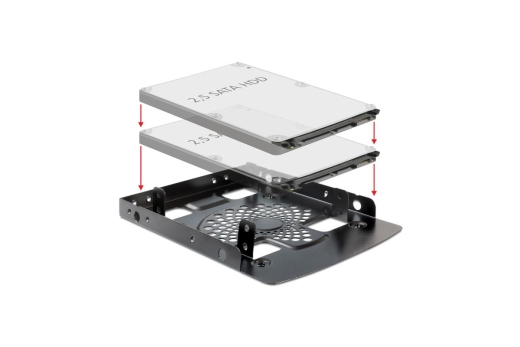 DELOCK Einbausatz 3,5 für 2x 2,5 HDDs Metall schwarz