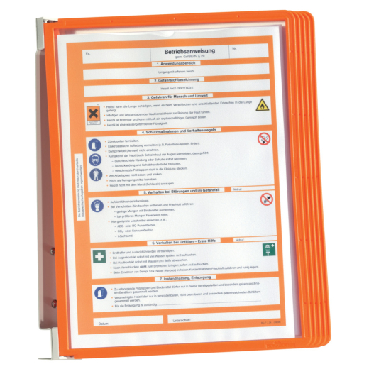 Sichttafelsystem VARIO® WALL 5 - Wandset, 5 Sichttafeln A4, orange