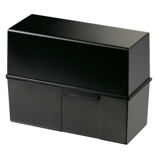 Karteibox DIN A5 quer, max 500 Karten mit Stahlscharnier, schwarz