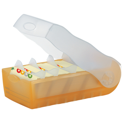 Karteibox CROCO - A8 quer, für 500 Karten, orange-transl.