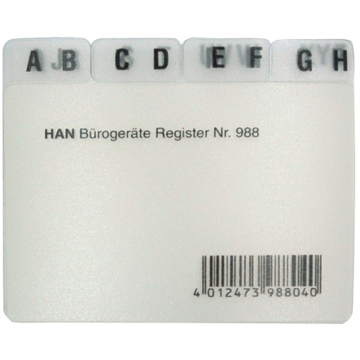 Register A - Z, DIN A8 quer, 12-teilig, für Karteibox, Karteikästen/Tröge, grau