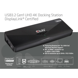 Club3D 4K Dockingstation USB3 ->3xUSB3/HDMI/DP/DVI/ black retail