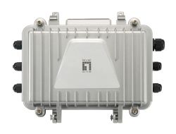LevelOne PoE Extender Hybrid 4xRJ45 PoE MM LC 2km grau