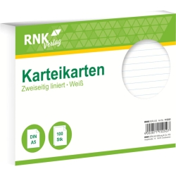 Karteikarten - DIN A5, liniert, weiß, 100 Karten