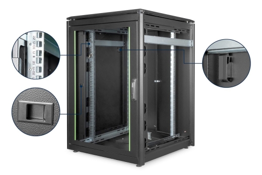 DIGITUS Netzwerkschrank Unique 22HE 1164x800x800mm schwarz (Speditionsversand)