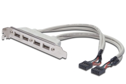 DIGITUS Slotblech 4xUSB/A -> IDC 2x10Pin Bu/Bu 0.25m...