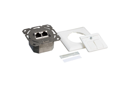 Logilink Cat.6A Anschlussdose, 2x RJ45,weiß, waagerecht