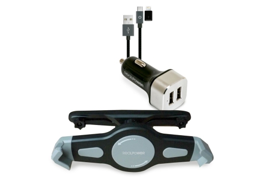 RealPower KFZ-Ladegerät Set + Kabel + Halterung Tablet
