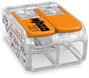 WAGO Verbindungsklemme 2polig Compact mit Hebel transparent