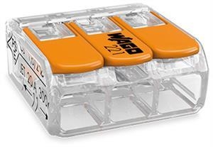 WAGO Verbindungsklemme 3polig Compact mit Hebel transparent