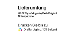 HP 62 Dreifarbig Tintenpatrone