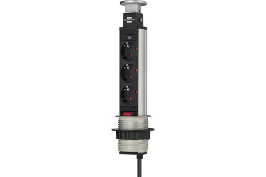 Brennenstuhl Steckdosenleiste Tower 3x 2m versenkbar schw