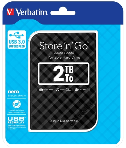 Verbatim 6.3cm (2.5) 2TB USB 3.0 Storen Go Gen2 Black retail