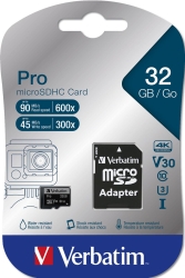 SD MicroSD Card 32GB Verbatim SDHC Pro Class 10 + Adapter...