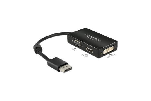 DELOCK Displayport Adapter DP -> D-Sub15/HDMI/DVI St/Bu sw
