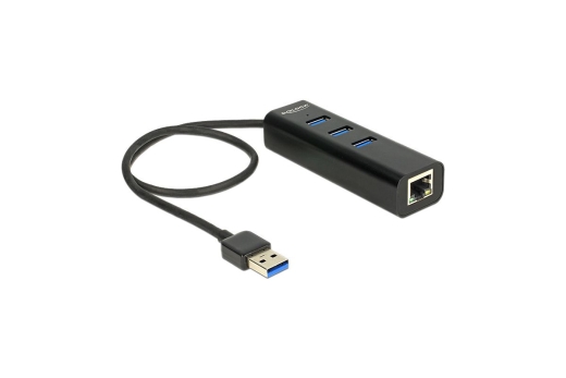 DELOCK USB-HUB 3-Port USB3.0, +1x Gigabit LAN