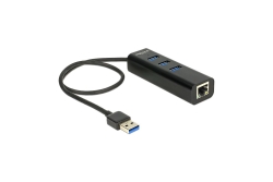DELOCK USB-HUB 3-Port USB3.0, +1x Gigabit LAN