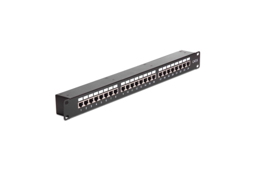 DELOCK 19 Patchpanel 24-Port Cat6 geschirmt schwarz