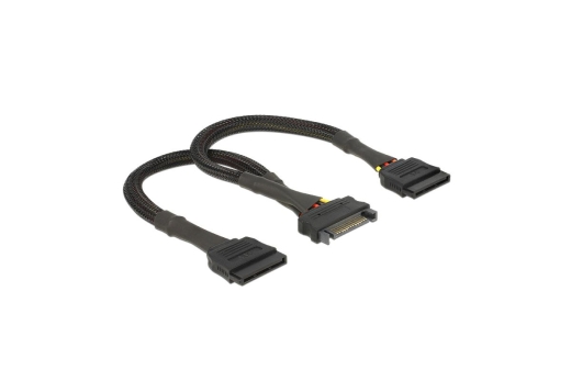 DELOCK Stromkabel SATA 15pin -> 2x SATA 15pin Bu/St 0.25m