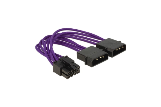 DELOCK Stromkabel 8Pin EPS -> 2x 4Pin Molex 0.15m Textilm
