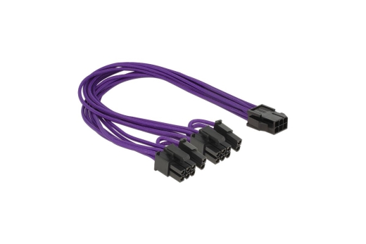 DELOCK Stromkabel 6pin PCIe -> 2x 8pin Bu/St 0.30m Textilman
