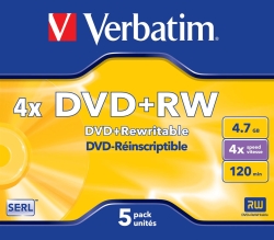 DVD+RW Verbatim 4,7GB 5pcs Pack 4x JewelCase silver retail
