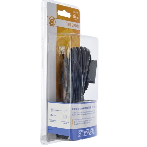 Schwaiger TAE Kabel TAE-N auf RJ11 6P4C 10m Schwarz