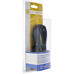 Schwaiger TAE Kabel RJ11 auf RJ11 6P4C 6m Schwarz flach