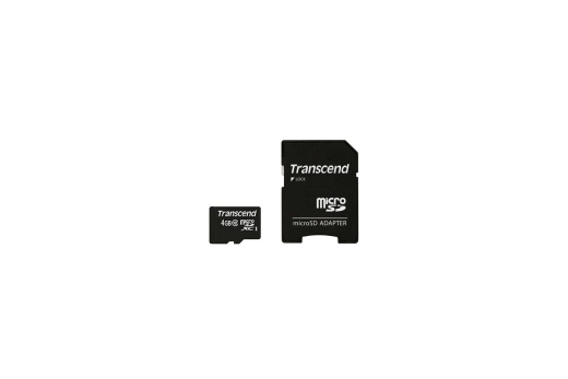 SD microSD Card 4GB Transcend SDHC Class10 w/adapter