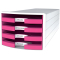 Schubladenbox IMPULS - A4/C4, 4 offene Schubladen, weiß/pink
