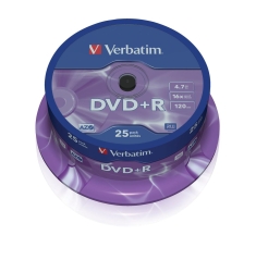 DVD+R Verbatim 4,7GB 25pcs Pack 16x Spindel azo silber retail