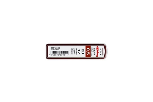 ROTRING Feinmine Dose Feinminen 12 Stück 0,5 2B