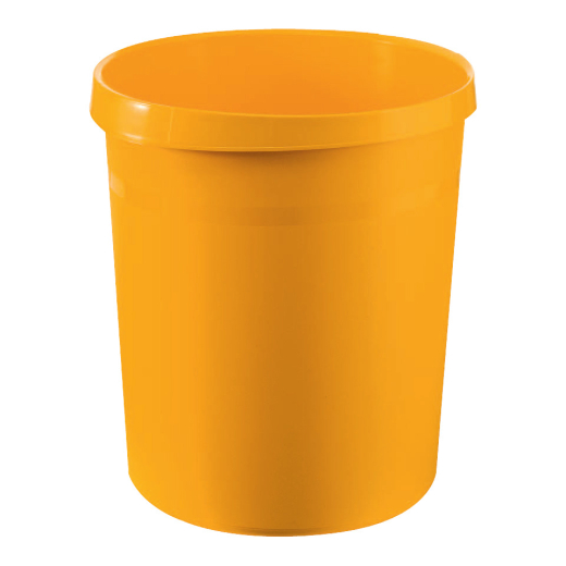 Papierkorb GRIP - 18 Liter, rund, 2 Griffmulden, extra stabil, gelb