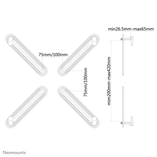 Neomounts Adapter für TFT Befestigung ohne VESA, max 8KG