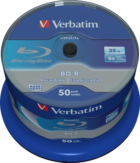 BD-R Verbatim Datalife SL 6x 25GB 50pack Spindel No ID