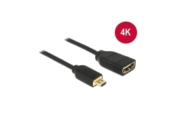DELOCK HDMI Kabel Ethernet A ->micro D Bu/St 0.20m 3D 4K