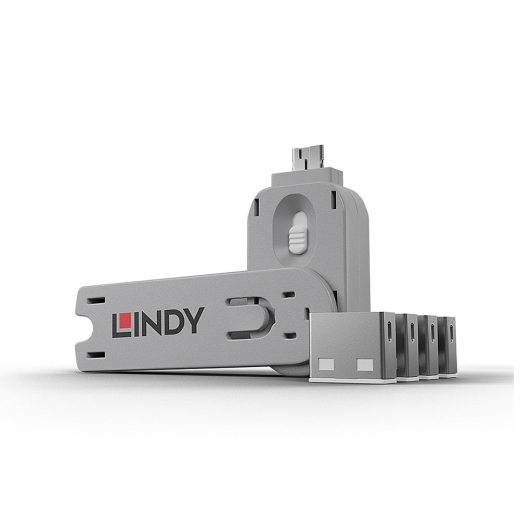 LINDY USB Typ A Portschlösser 4xWeiss mit Schlüssel