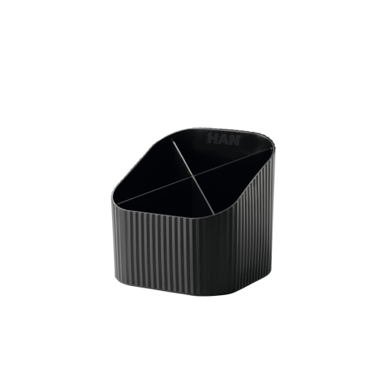 Schreibköcher Re-X-LOOP - 4 Fächer, schwarz