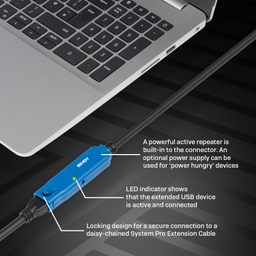 LINDY USB 3.0 Aktiv-Verlängerung Typ A/A Pro M/F 8m