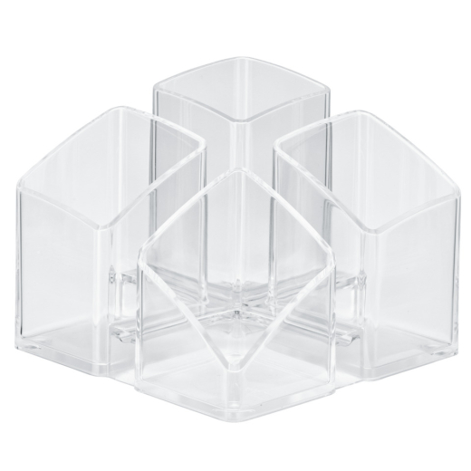 Schreibtisch-Köcher SCALA - 4 Fächern, transparent-klar