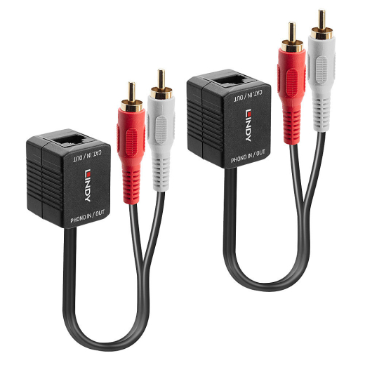 LINDY Stereo Audio Extender Cat.5/6 500m 2x RCA