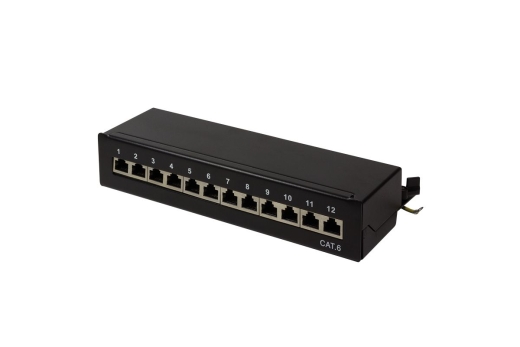 Logilink Patchpanel Tisch/Wand Cat.6 STP 12 Ports, schwarz