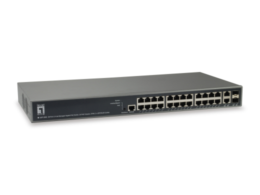 LevelOne PoE Switch 24xGE PoE/+ TURING 370W 19 Managed L3