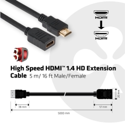 Club3D HDMI-Kabel 1.4 HD-Verlängerungskabel 5 Meter...