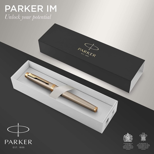 Parker IM Füller | Brushed Metal | Füllfederhalter Mittlere Spitze | Geschenkbox