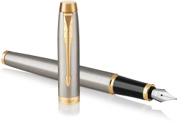Parker IM Füller | Brushed Metal | Füllfederhalter Mittlere Spitze | Geschenkbox