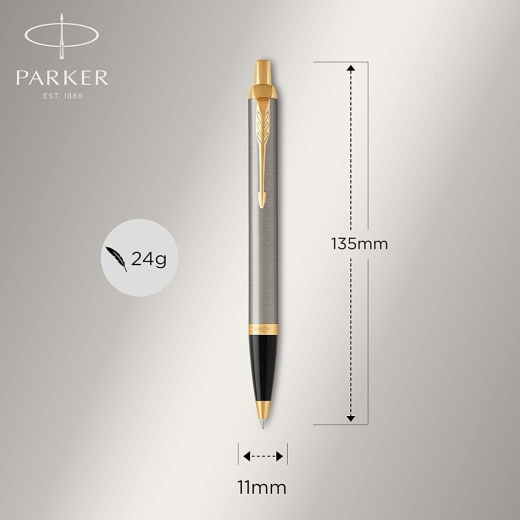 Parker IM Kugelschreiber | Brushed Metal | Mittlere Spitze | Blau